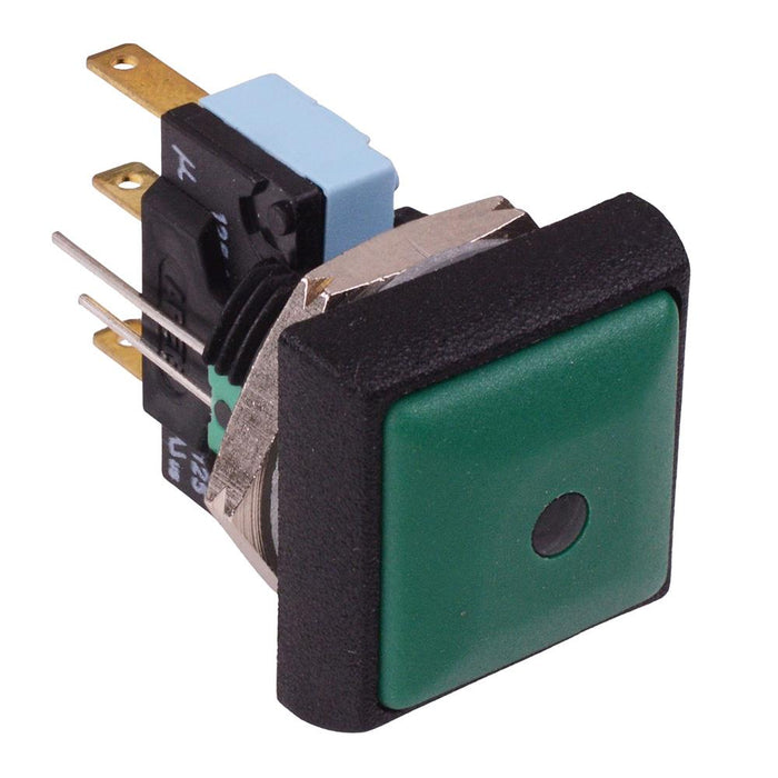IRC7Z232L0G APEM Green LED Green Button Square 16mm Momentary Push Button Switch SPDT 5A IP67