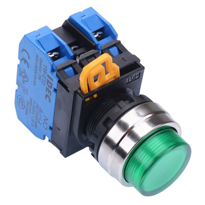 IDEC Green 12V illuminated 22mm Metal Bezel Maintained Push Button Switch 2NO IP65 YW4L-A2E20Q3G