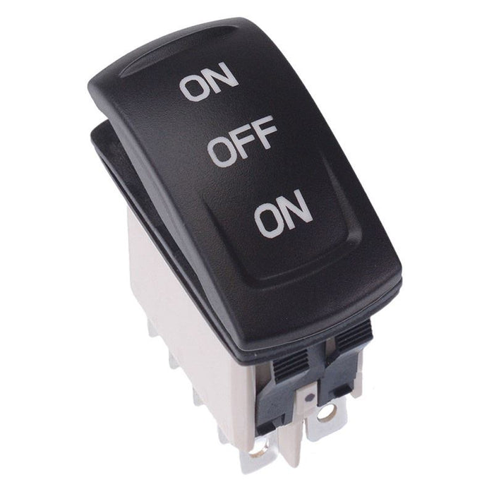 KR47CAKJJG22N010201 APEM (On)-Off-(On)  Momentary Red 24V LED Automotive Rocker Switch DPDT IP68