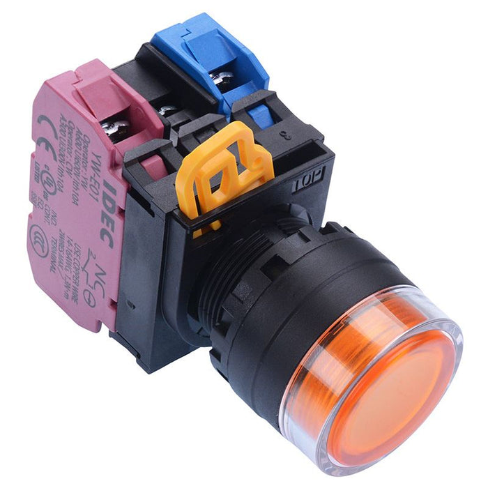 IDEC Amber 12V illuminated 22mm Maintained Shrouded Push Button Switch 1NO-1NC IP65 YW1L-AF2E11Q3A