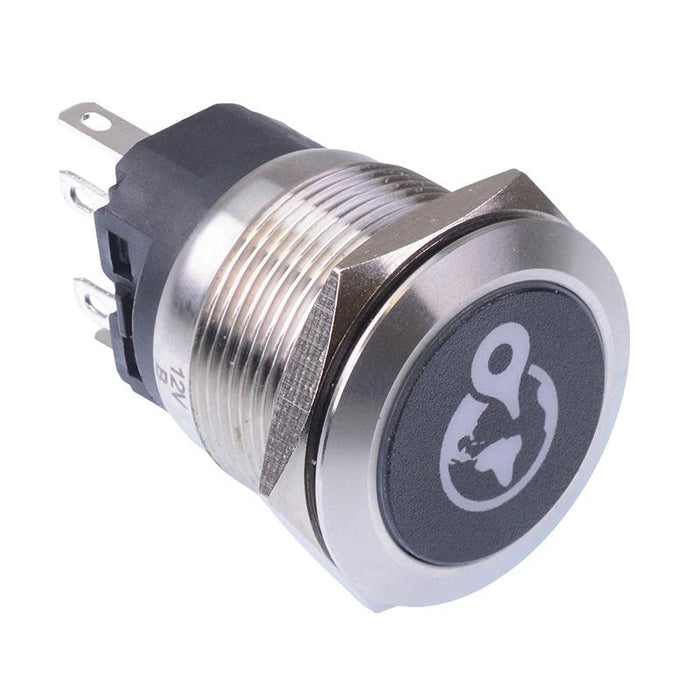 GPS' Red LED Latching 22mm Vandal Push Button Switch SPDT 12V