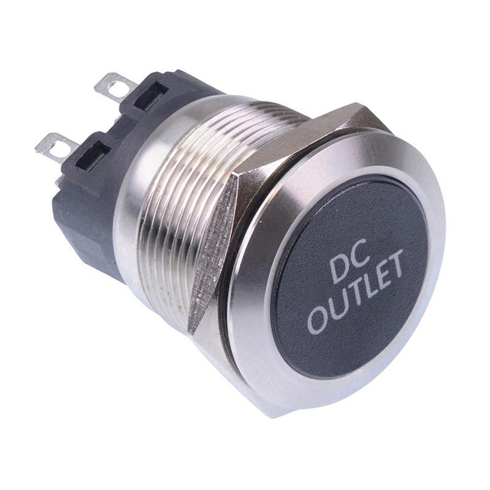 DC Outlet' Blue LED Momentary 22mm Vandal Push Button Switch SPDT 12V