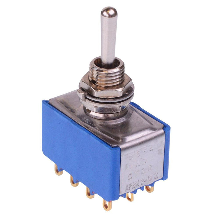 5664CT2RAB APEM (On)-On-(On) Momentary 6.35mm Miniature Toggle Switch 4PDT 4A 30VDC