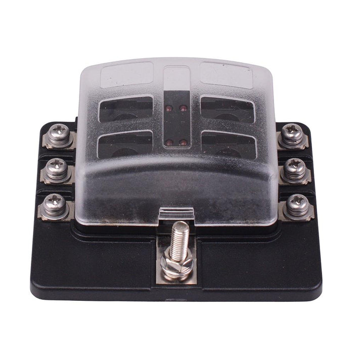6 Way Standard Blade Fuse Box with LED Indication M4 Screws 100A 32VDC