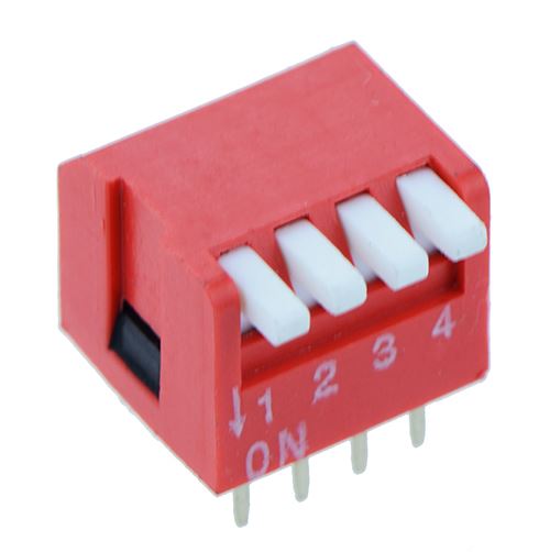 4-Way Piano DIP DIL Red PCB Switch