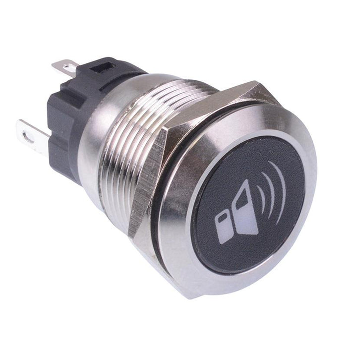 Speaker' Blue LED Latching 19mm Vandal Push Button Switch SPDT 12V