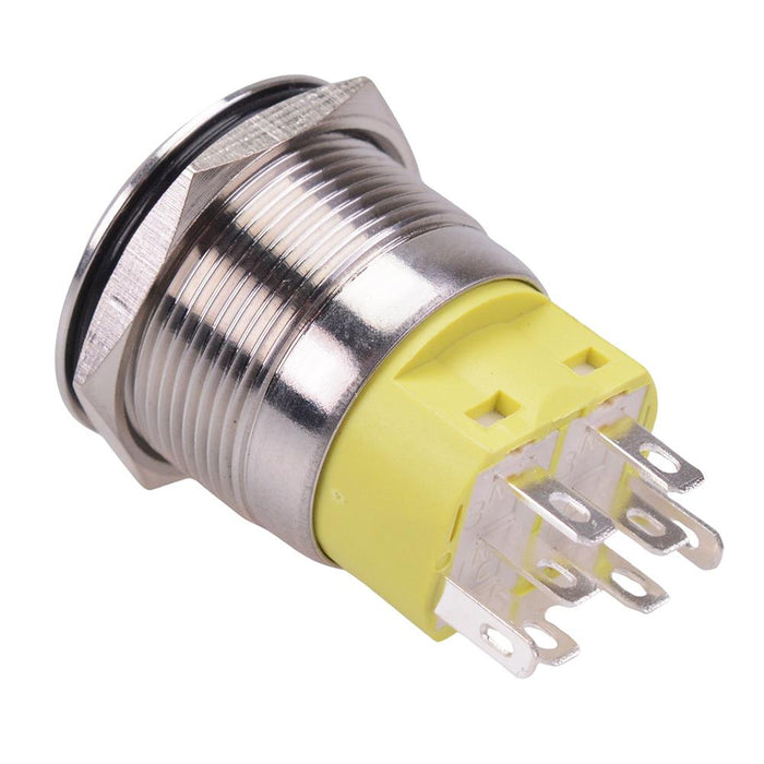 Red LED On-On Latching 22mm Vandal Push Button Switch DPDT