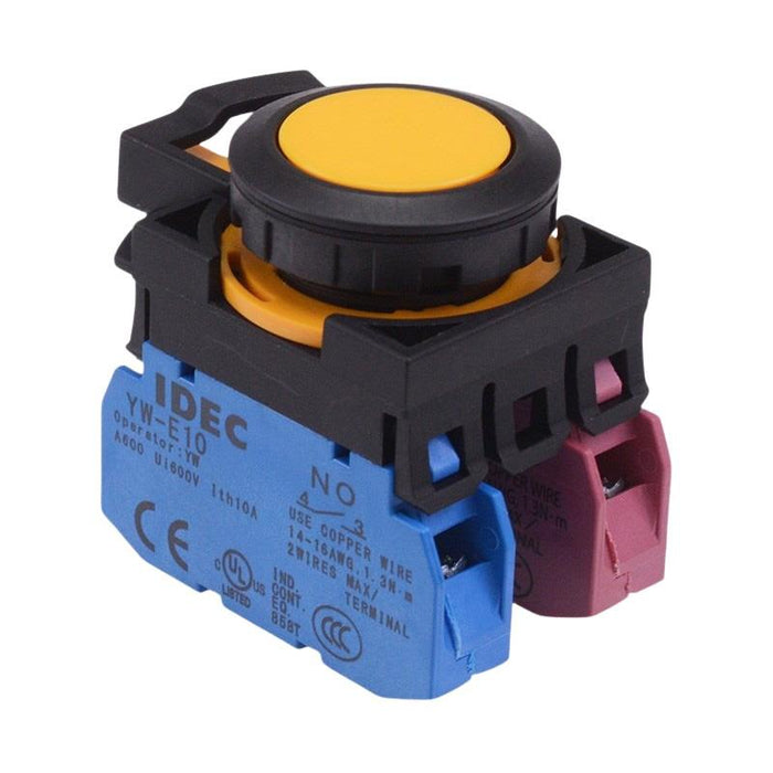 IDEC CW Series Yellow Maintained Flush Push Button Switch 1NO-1NC IP65