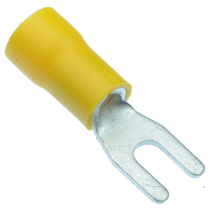 Yellow 3.7mm Insulated Crimp Fork Terminal (Pack of 100)
