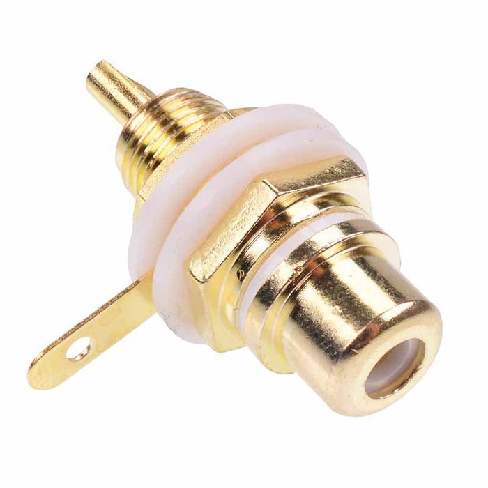 White Gold Plated RCA Phono Socket