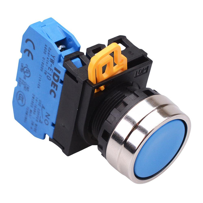 YW4B-M1E10S Blue 22mm Metal Bezel Momentary Push Button Switch NO IP65 IDEC