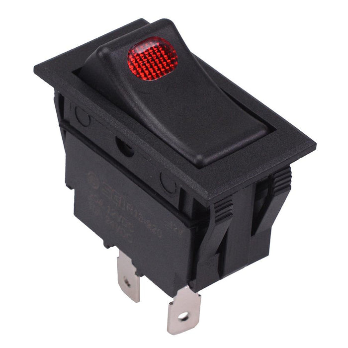 Red 12V LED Rectangle Rocker Switch SPST 20A R13-220BA-01