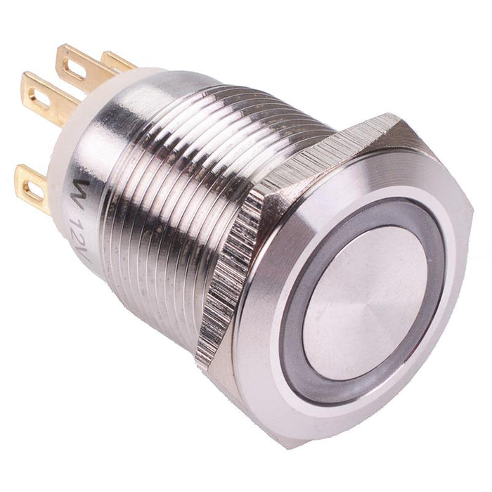 White LED On-(On) Momentary 19mm Vandal Resistant Push Switch