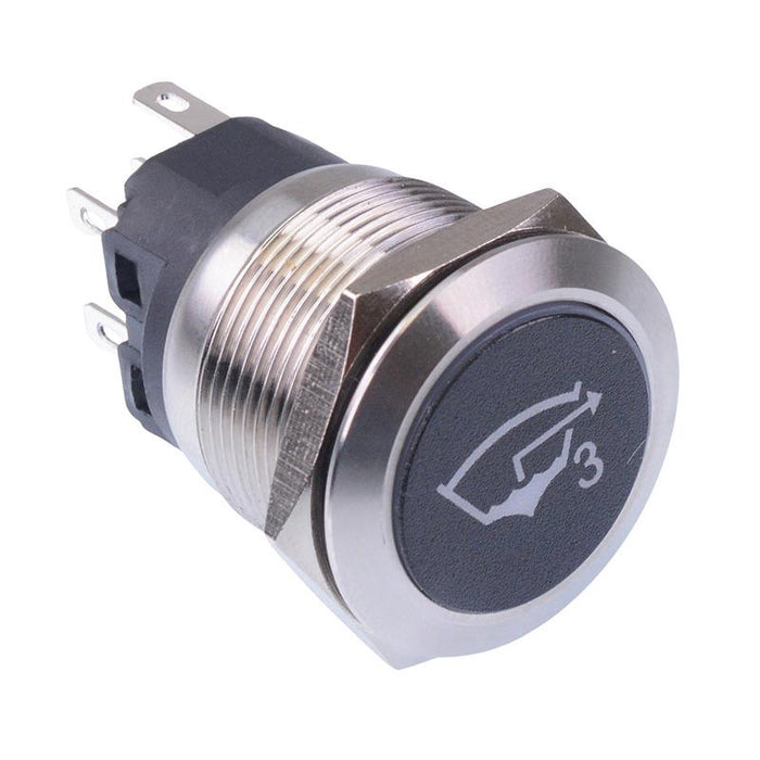 Bilge Pump 3' White LED Latching 22mm Vandal Push Button Switch SPDT 12V