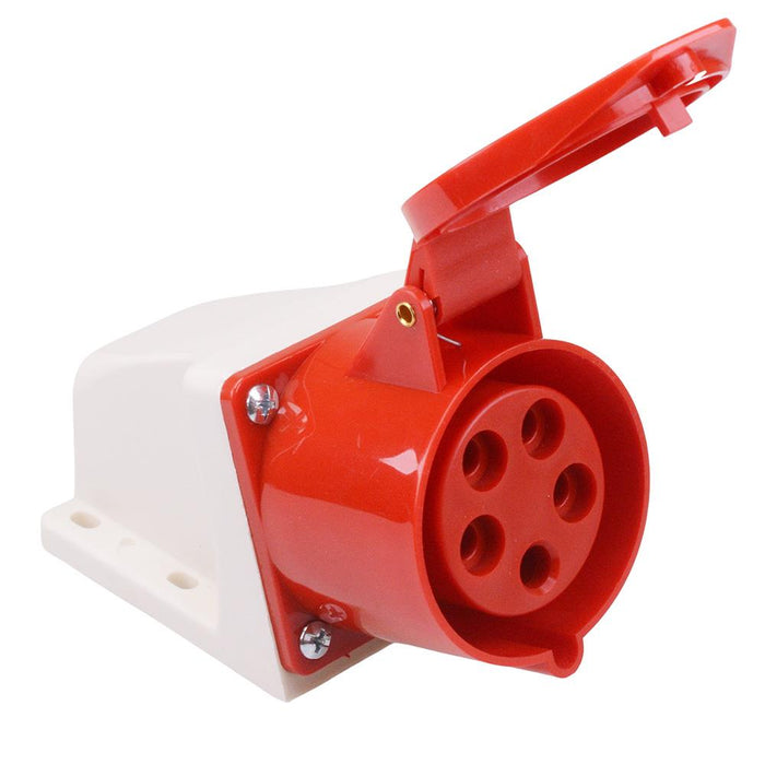 Red 32A 415V 3P+N+E Industrial Surface Mount Socket IP44