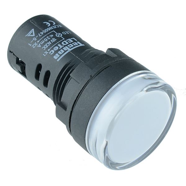 White 22mm LED Pilot Indicator Light 12V