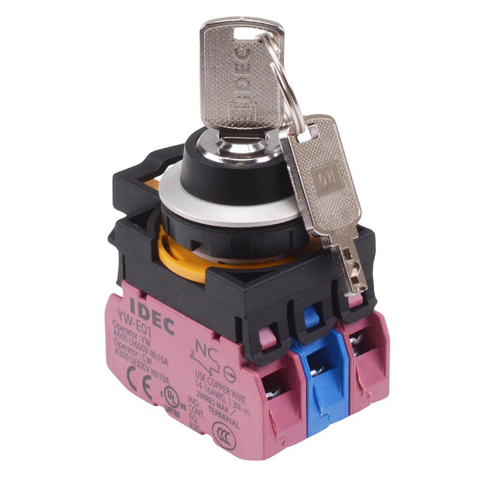 IDEC CW Series 3 Position Metallic Maintained Key Switch 1NO-2NC IP65