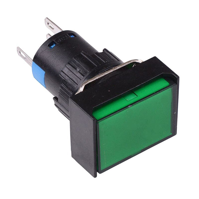 Green Rectangle Momentary 16mm Push Button Switch NO/NC 230V