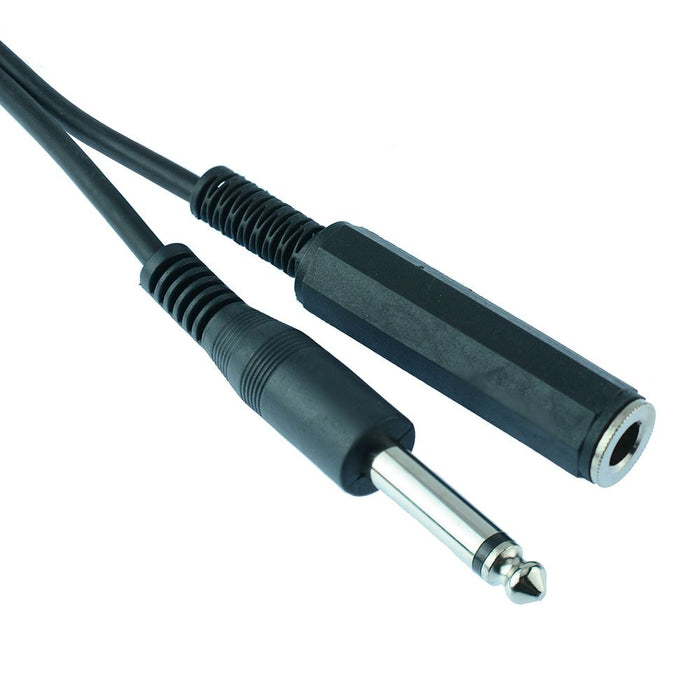 2m 6.35mm Mono Male Plug to Female Socket Extension Cable Lead