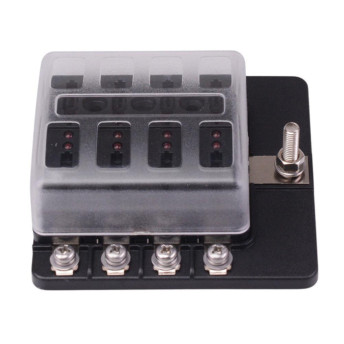 8 Way Standard Blade Fuse Box with LED Indication M4 Screws 100A 32VDC