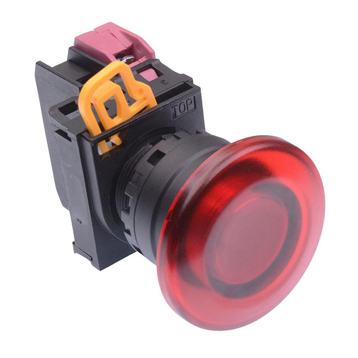 IDEC Red 12V illuminated 22mm Mushroom Maintained Push Button Switch NC IP65 YW1L-A4E01Q3R
