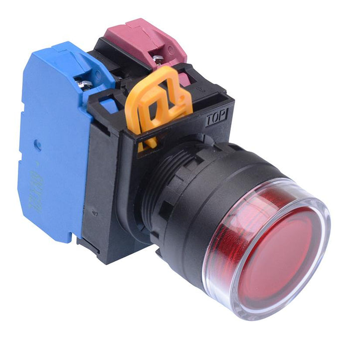 IDEC Red 12V illuminated 22mm Momentary Shrouded Push Button Switch 1NO-1NC IP65 YW1L-MF2E11Q3R