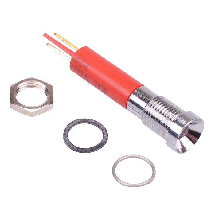 Q8R1CXXSR220E Super Bright Red Recessed 8mm 220VAC LED Panel Indicator IP67 APEM