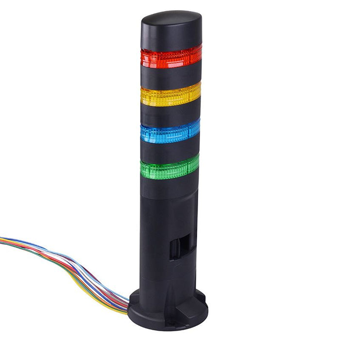 IDEC LD6A-4DZQB-RYSG Red/Yellow/Blue/Green Stack Light LED Tower with Sounder & Flasher Direct Mount 24VAC/DC