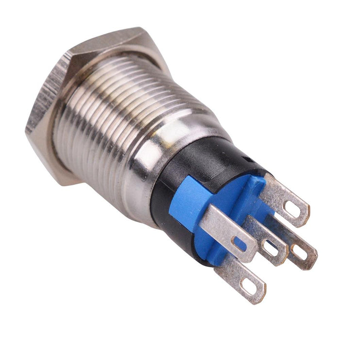 Blue LED 16mm Momentary Vandal Push Button Switch 3A SPDT