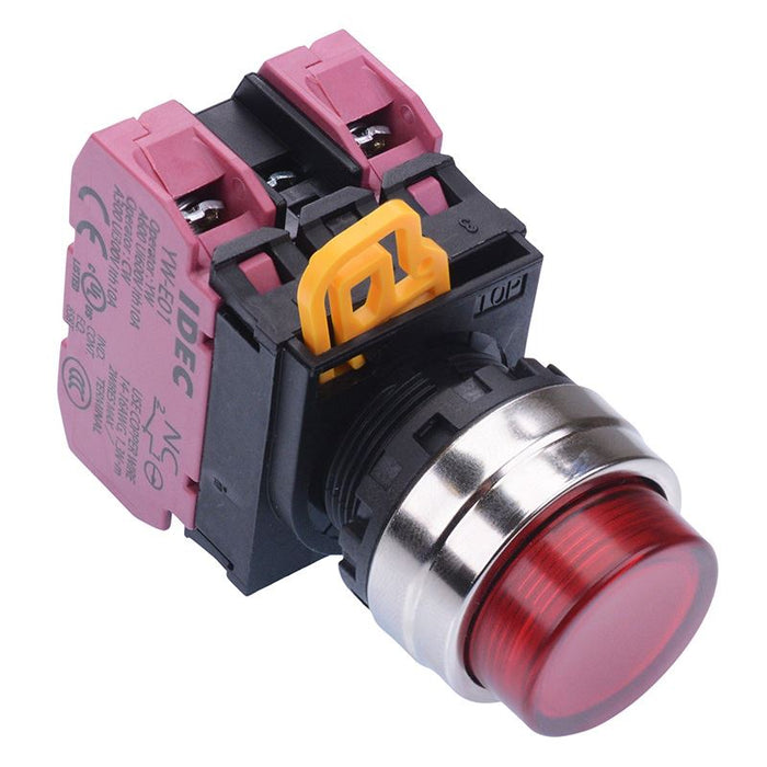 IDEC Red 12V illuminated 22mm Metal Bezel Maintained Push Button Switch 2NC IP65 YW4L-A2E02Q3R