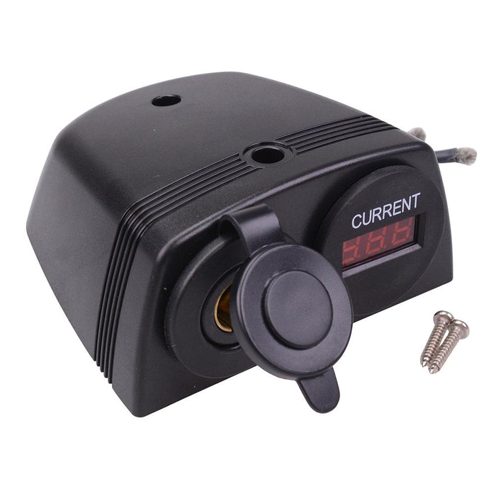 Cigarette Light Socket + Ammeter with Panel Mount Housing 7-33VDC A13-144