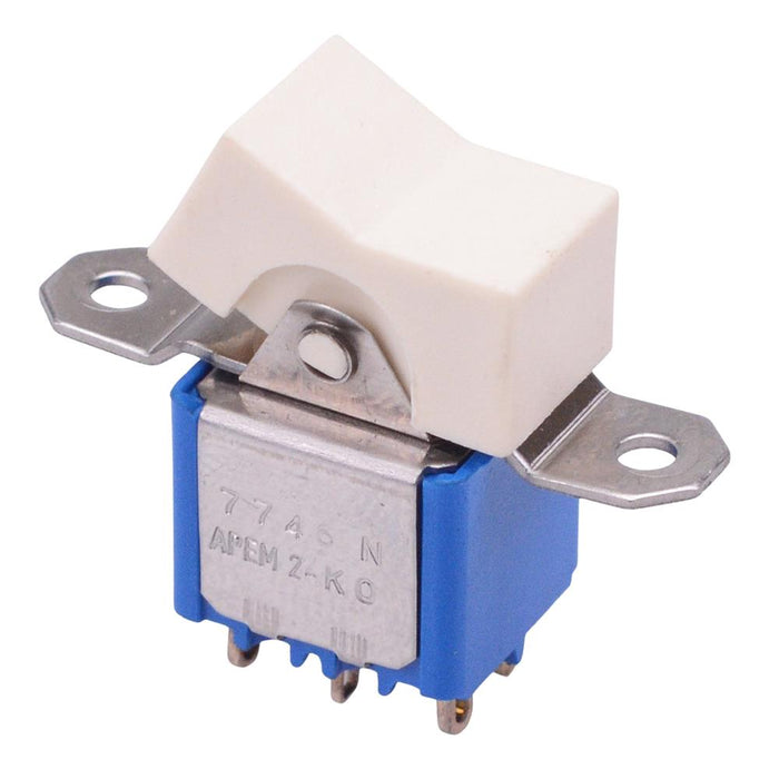 7746NA Ivory On-On Panel Mount Rocker Switch DPDT 4A 30VDC