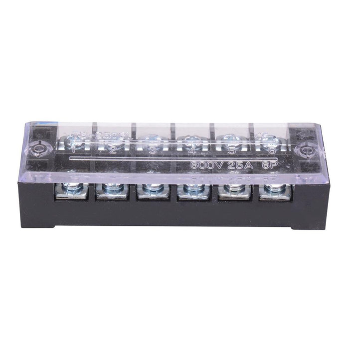 6 Way Barrier Terminal Block 25A 600V