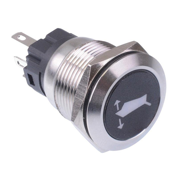 Flap' Red LED Momentary 19mm Vandal Push Button Switch SPDT 12V