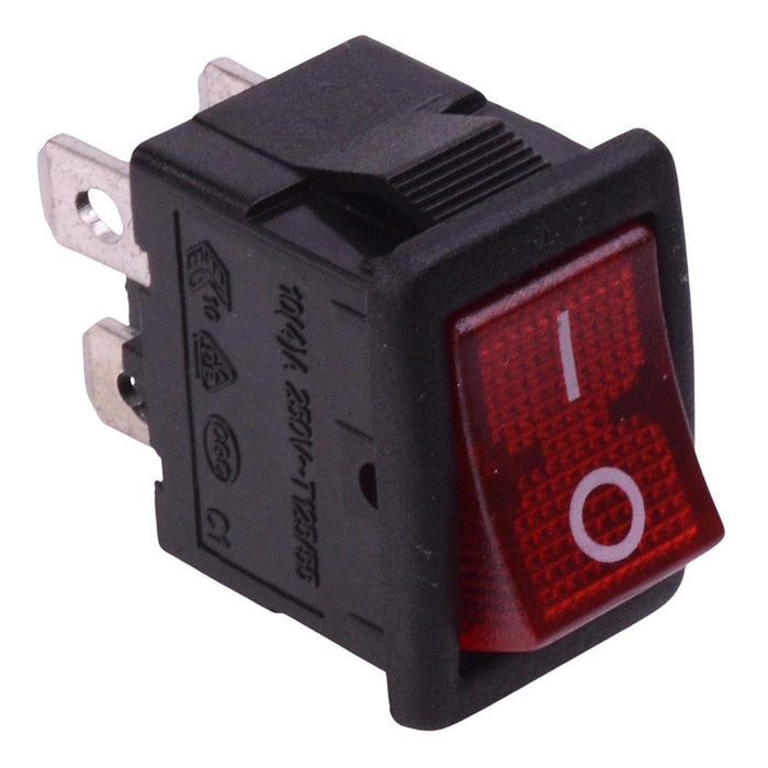 Red On-Off 110V illuminated Rectangle Rocker Switch DPST 10A