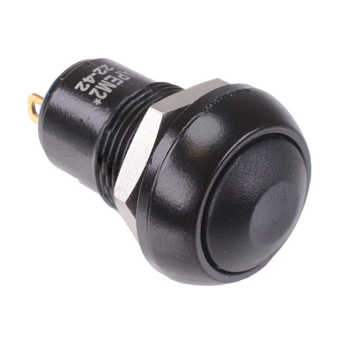 IPR1SAD2 APEM Black Latching 12mm Push Button Switch SPST IP67