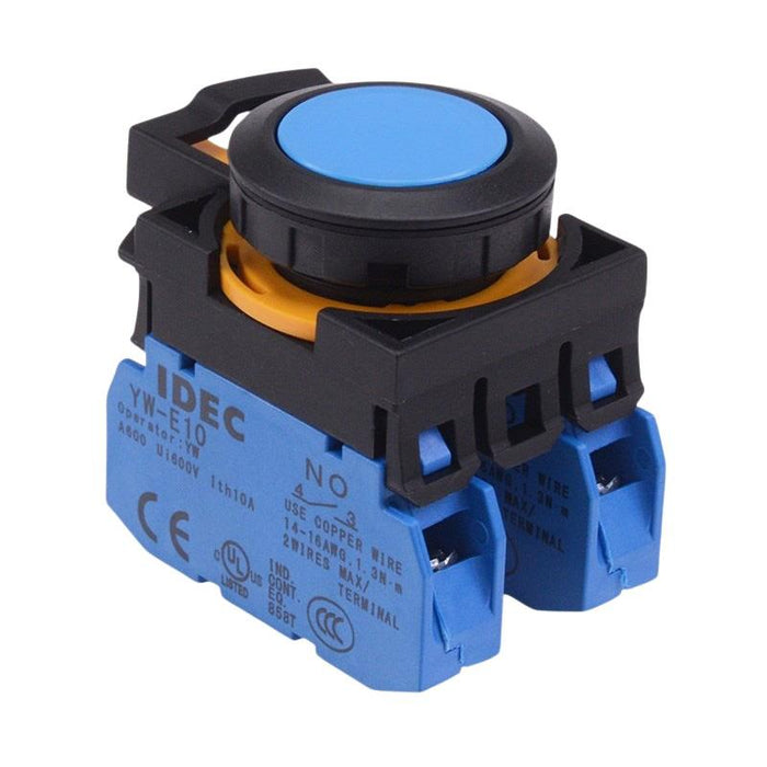 IDEC CW Series Blue Maintained Flush Push Button Switch 2NO IP65