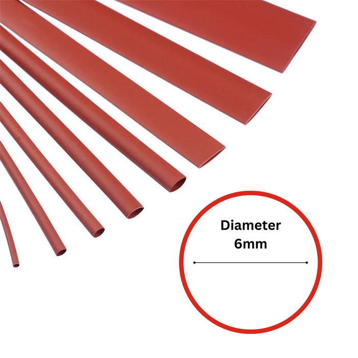 6mm x 1.2m Red Heat Shrink Sleeve