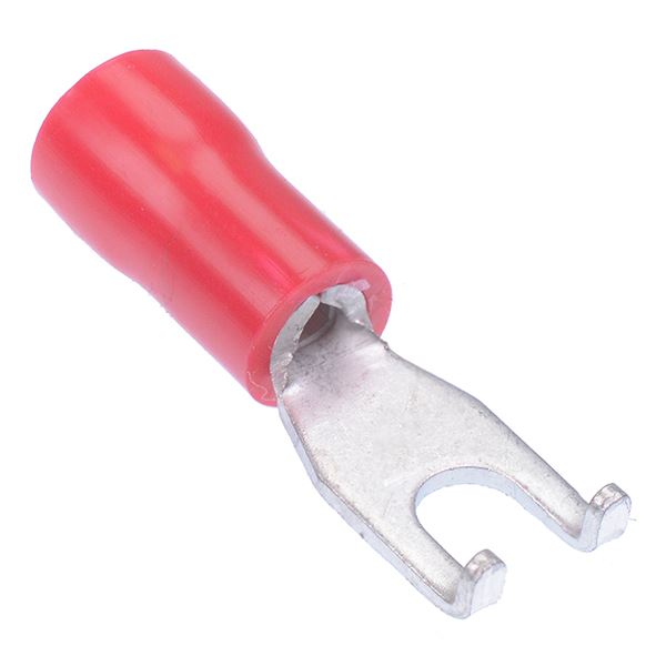 Red 3.2mm Insulated Flanged Fork Crimp Terminal (Pack of 100)