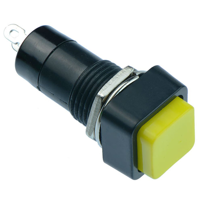 Yellow On-Off Latching Square Push Button Switch 12mm SPST