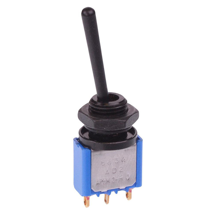 5636AD2G3X443 APEM Black On-On 6.35mm Miniature Toggle Switch SPDT 4A 30VDC