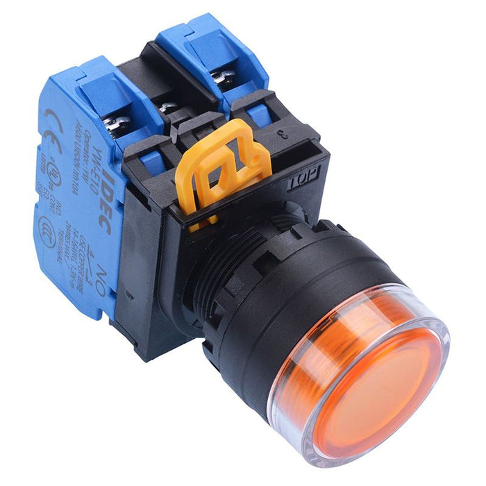 IDEC Amber 24V illuminated 22mm Maintained Shrouded Push Button Switch 2NO IP65 YW1L-AF2E20Q4A