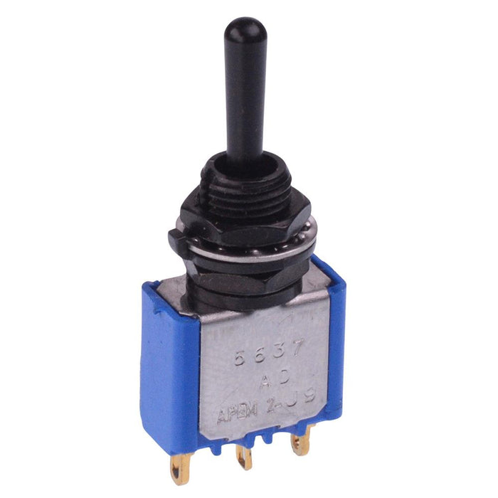 5637AD1.25G APEM Black (On)-Off-(On) Momentary 6.35mm Miniature Toggle Switch SPDT 4A 30VDC