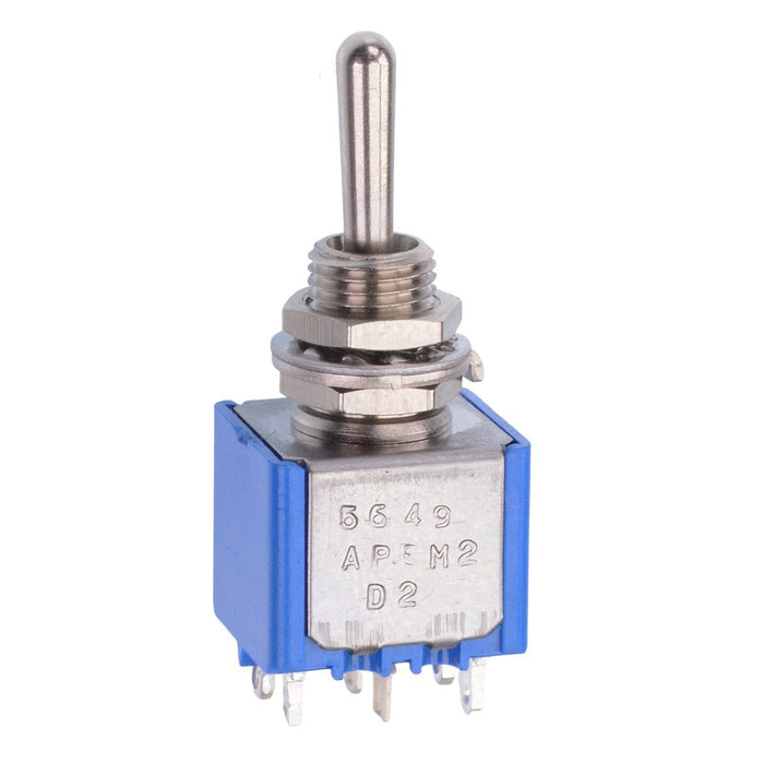 5649A APEM On-Off-On 6.35mm Miniature Toggle Switch DPDT 4A 30VDC