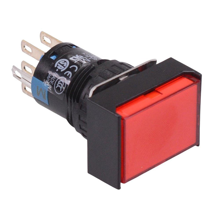 AL6H-A24PRC Red 16mm 24V Latching Rectangle illuminated Push Button Switch IP65 DPDT