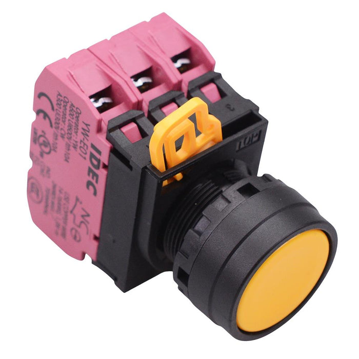 YW1B-M1E03Y Yellow 22mm Momentary Push Button Switch 3NC IP65 IDEC
