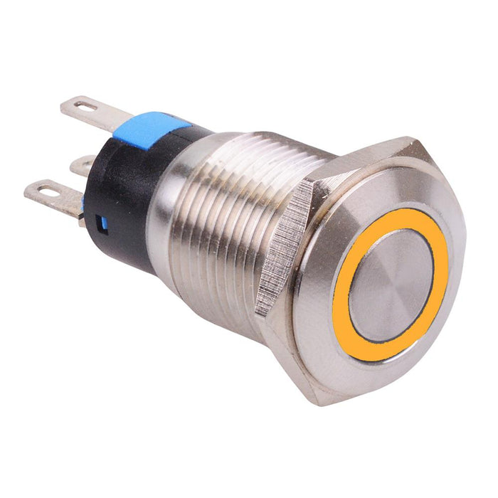 Yellow LED 16mm Momentary Vandal Push Button Switch 3A SPDT