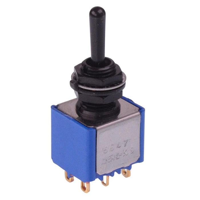 5647CDGB APEM Black (On)-Off-(On) Momentary 6.35mm Miniature Toggle Switch DPDT