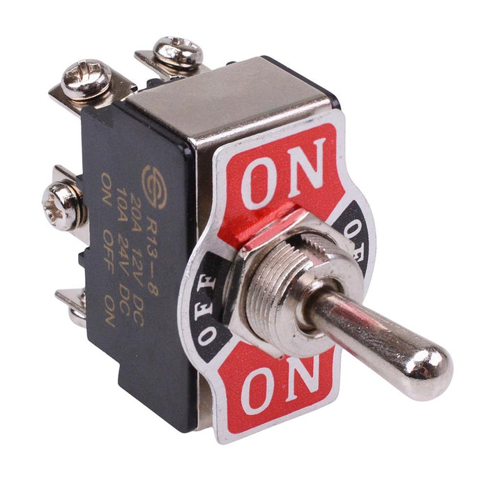 R13-8E-06 On-Off-On 12mm Toggle Switch M3 Screw DPDT 20A 12VDC