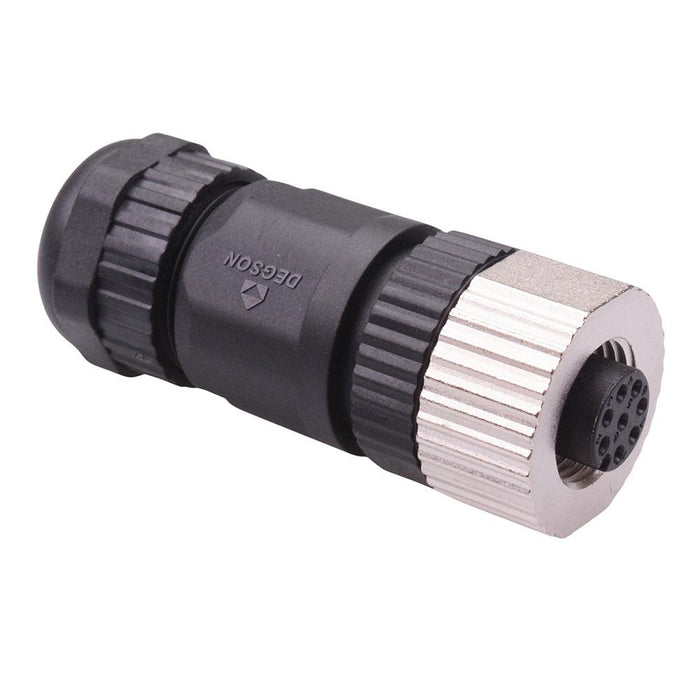 8 Way M12 Female Industrial Circular Connector IP67 4A 250V